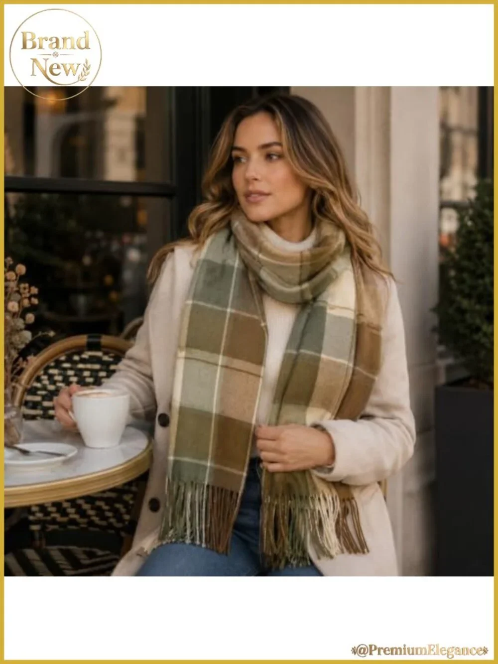 Womens Plaid Winter Scarf Large Tassel Shawl Wrap Soft Polyester Blanket